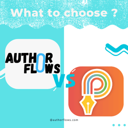 Visual comparison between AuthorFlows and Plottr logos with the question ‘What to choose?’ presented in a bold, modern design.