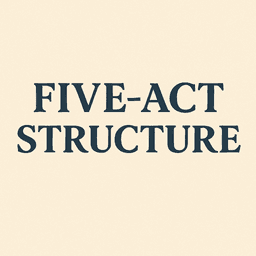 The words "FIVE-ACT STRUCTURE" in large, dark blue serif font centered on a light cream, textured background.